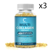 Multi Collagen Peptides-60/120 Capsules-Anti Aging, Health Skin, Nail, Hair, Collagen Capsules,Type I, II, III