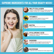 Multi Collagen Peptides-60/120 Capsules-Anti Aging, Health Skin, Nail, Hair, Collagen Capsules,Type I, II, III