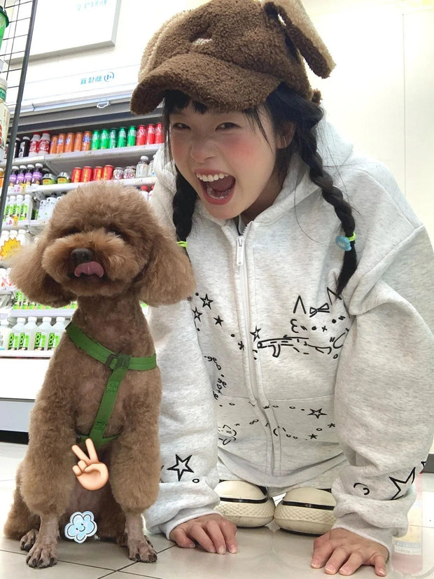 Y2K Stars Bears Embroidery Hoodies