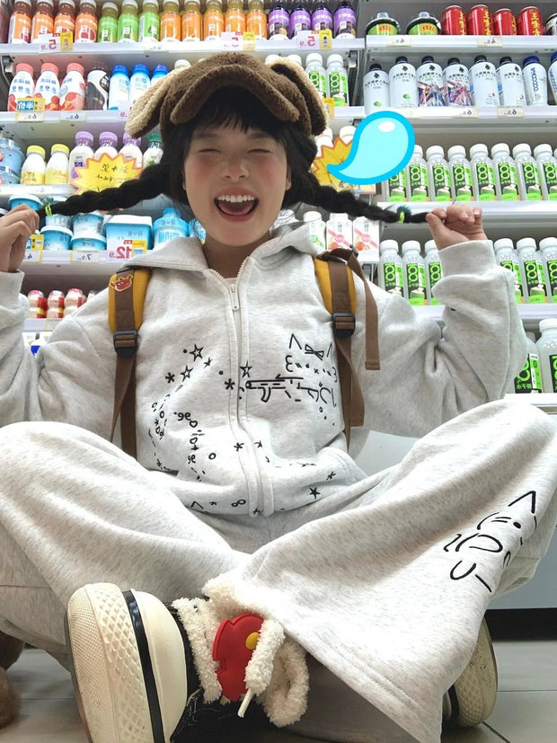 Y2K Stars Bears Embroidery Hoodies