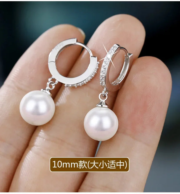 Freshwater Pearl Silver Plated Earrings Crystal Jewelry