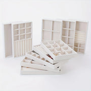 Jewelry Organizer Set - 4 Beige Trays For Earrings, Bracelets & Necklaces