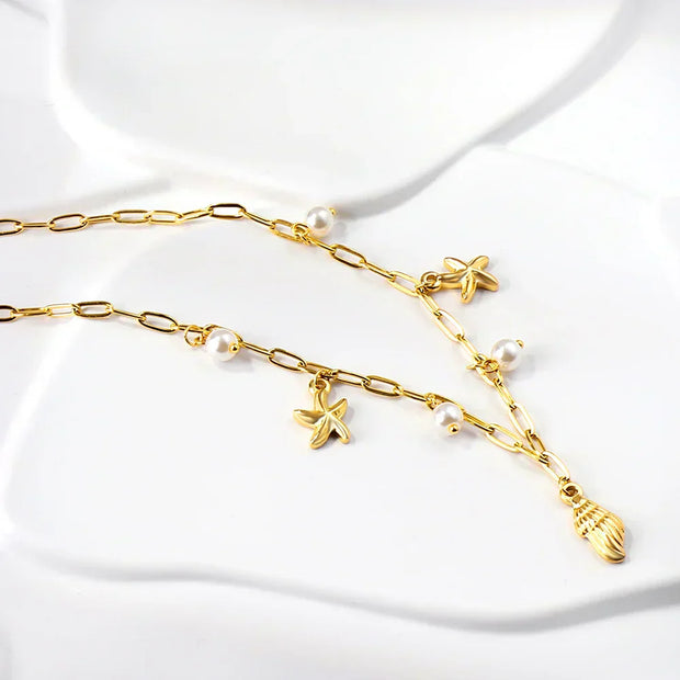 Shell Starfish Pendant Necklace