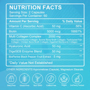 Multi Collagen Peptides-60/120 Capsules-Anti Aging, Health Skin, Nail, Hair, Collagen Capsules,Type I, II, III