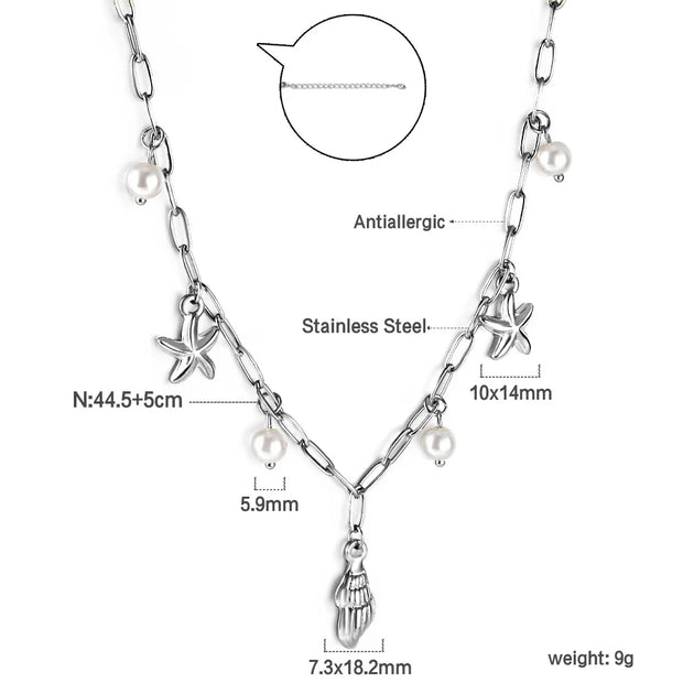 Shell Starfish Pendant Necklace