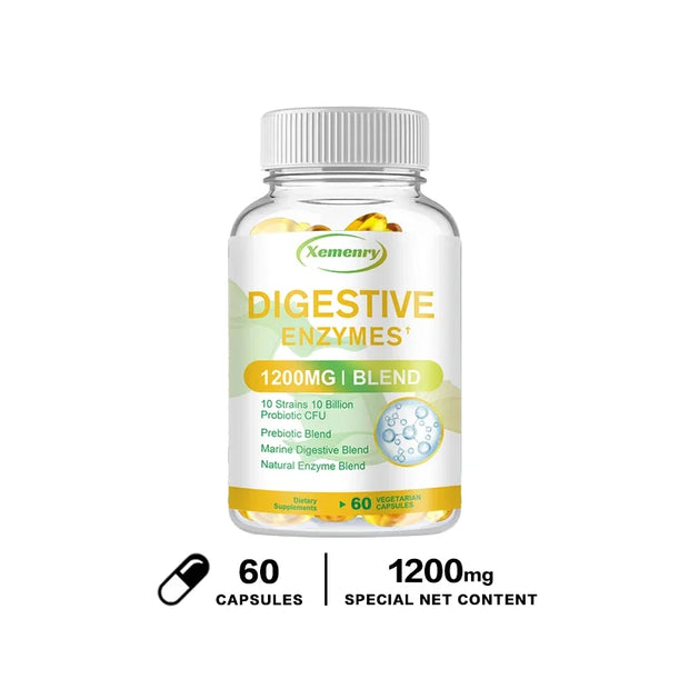 Digestive Enzyme Capsules - with Probiotics & Prebiotics - Promote Digestion, Intestinal Health, Relieve Flatulence