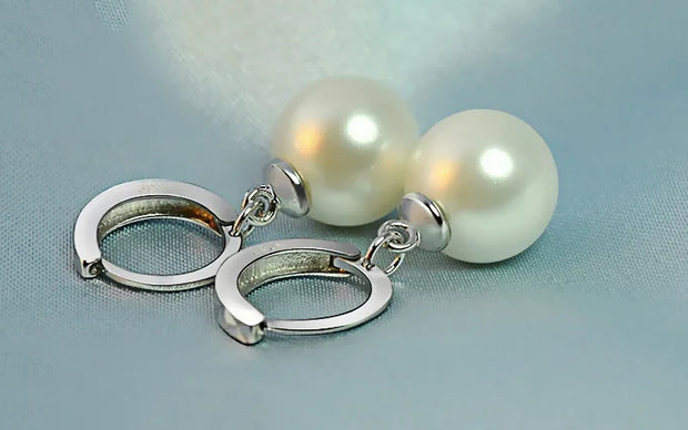 Freshwater Pearl Silver Plated Earrings Crystal Jewelry