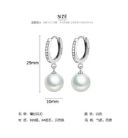 Freshwater Pearl Silver Plated Earrings Crystal Jewelry