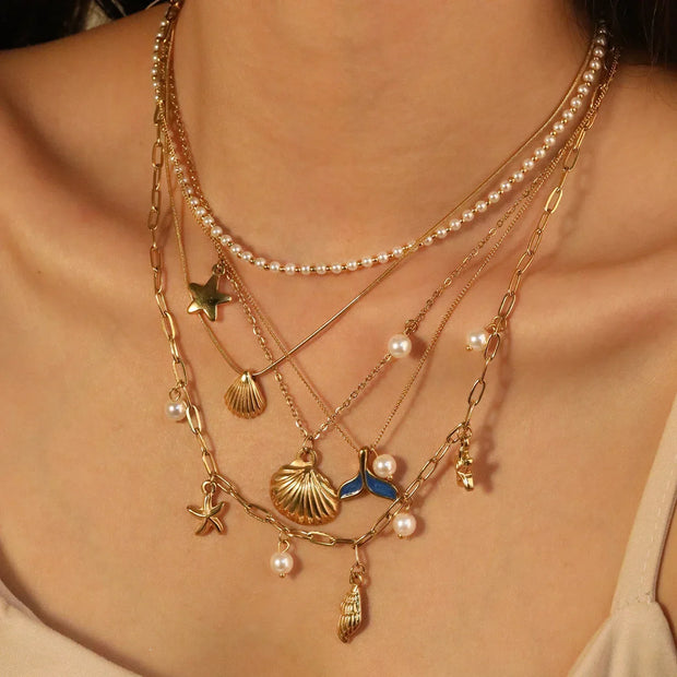 Shell Starfish Pendant Necklace