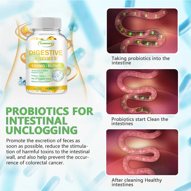 Digestive Enzyme Capsules - with Probiotics & Prebiotics - Promote Digestion, Intestinal Health, Relieve Flatulence