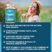 Multi Collagen Peptides-60/120 Capsules-Anti Aging, Health Skin, Nail, Hair, Collagen Capsules,Type I, II, III