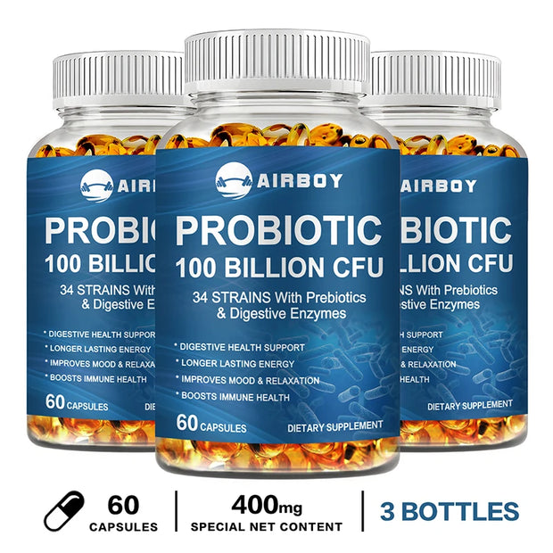 Probiotics 100 Billion CFU - Good for Gut Health, Relieves Bloating, Improves Mood and Relaxation