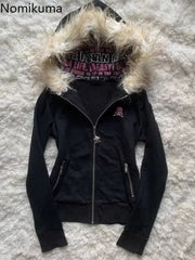 Black Goth Hoodie Women's Clothes.