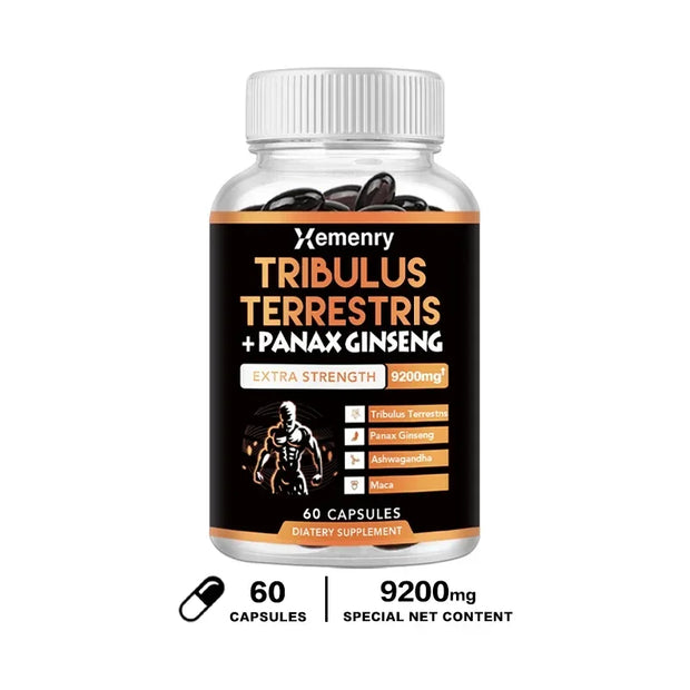 Tribulus Capsules Contain Ginseng, Ashwagandha, and Panax Ginseng To Enhance Energy, Mood, Stamina, and Performance
