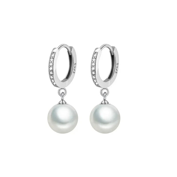 Freshwater Pearl Silver Plated Earrings Crystal Jewelry