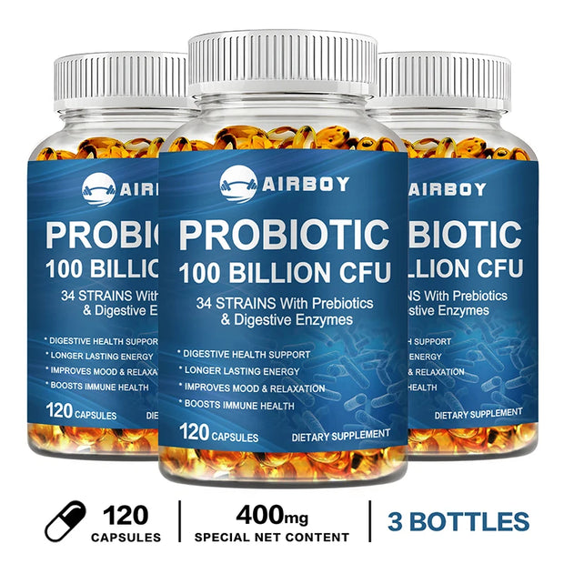 Probiotics 100 Billion CFU - Good for Gut Health, Relieves Bloating, Improves Mood and Relaxation