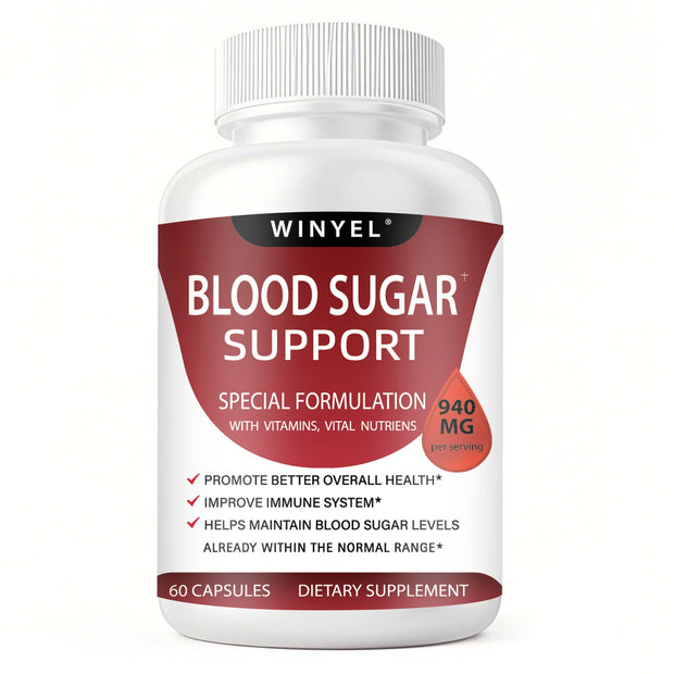 WINYEL Blood Sugar Complex Pure Premium Supplement - Supports Healthy Blood Sugar Already Within Normal Range Natural With Cinnamon, Bitter Melon, Chromium, Mulberry, Alpha Lipoic Acid, 60Capsules